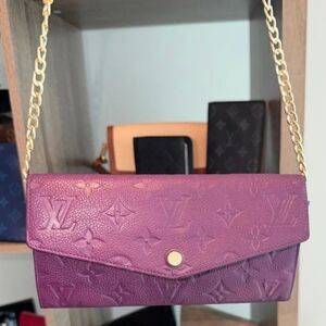 Authentic Louis Vuitton Purple Empriente Wallet with Gold Chain